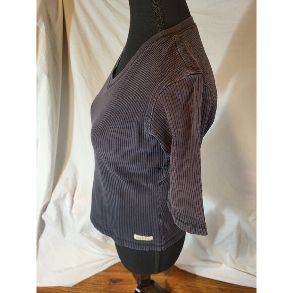Vtge Harley Davidson Black Ribbed V Neck Womans Top Size Small? - Picture 4 of 5
